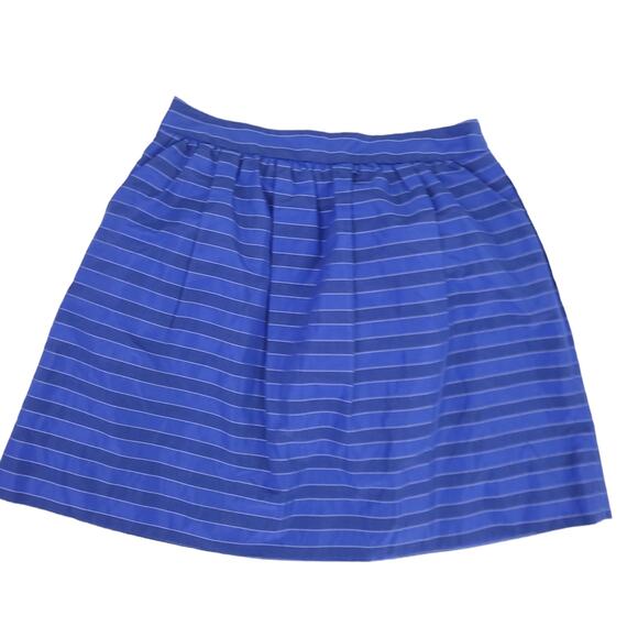J. Crew Stripe Taffeta Mini Skirt Blue Size 2 Cotton Silk Blend A-line, Summer - Picture 3 of 5